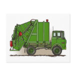 Garbage Truck Green Post Card postcards