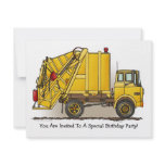 Garbage Truck Yellow  Kids Party Invitation