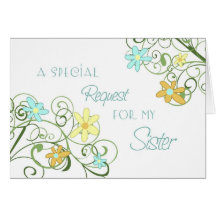 Garden Flower Sister Maid of Honour Invitation Car