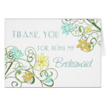Garden Flowers Thank You Bridesmaid Card