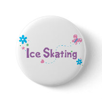 Garden Flutter Ice Skating Pinback Buttons