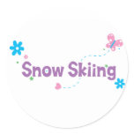 Garden Flutter Snow Skiing Round Stickers