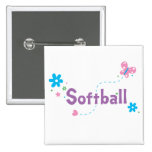Garden Flutter Softball Pinback Button