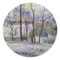 Garden In The Snow By Gauguin Paul (Best Quality) Round Sticker