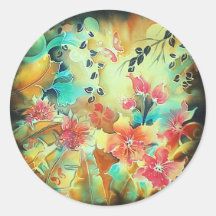 Garden of Flowers Vibrant and Lovely Round Stickers