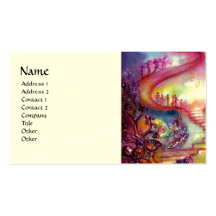 GARDEN OF THE LOST SHADOWS ,MYSTIC STAIRS pink red Business Card