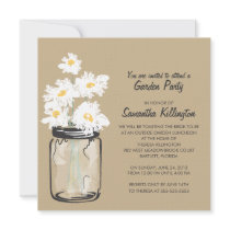 Garden Party Mason Jar & White Daisies Invite