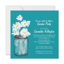 Garden Party Mason Jar & White Daisies Personalized Announcements