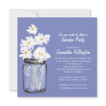 Garden Party Mason Jar & White Daisies Custom Announcements