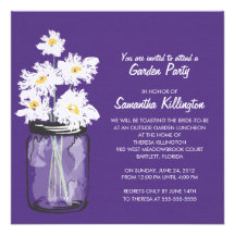 Garden Party Mason Jar & White Daisies Invites
