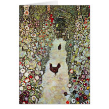 Garden Path with Chickens by Gustav Klimt Greeting Cards