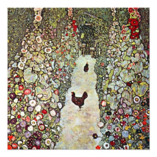 Garden Path with Chickens by Gustav Klimt Personalized Invite