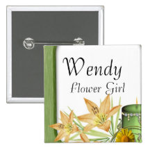 Garden Stylish Classy Flower Girl  Wedding Button