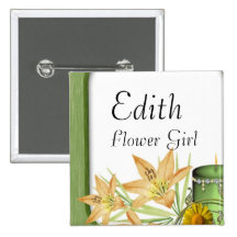 Garden Stylish Classy Flower Girl  Wedding Button