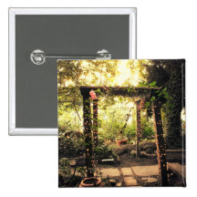 Garden Trellis With Tiny Lights Pinback Buttons