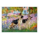 Garden - Two German Shepherds Greeting Card