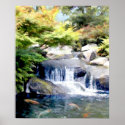 Garden Waterfall with Koi Pond posters