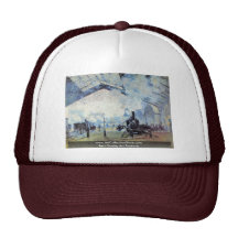 Gare Saint Lazare In Paris By Claude Monet Mesh Hats