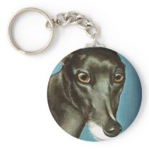 Garfiney Beauty - greyhound portrait Keychains