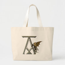 Gargoyle Monogram A Tote Bags