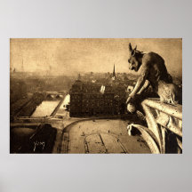 Gargoyle Notre Dame, Paris France 1912 Vintage Print