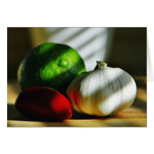Garlic Bulbs Limes Chillies Peppers Chilli Greeting Cards