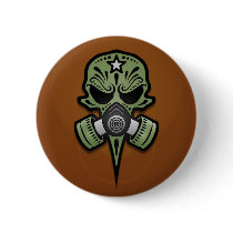 Gas Mask Sugar Skull, Green Button