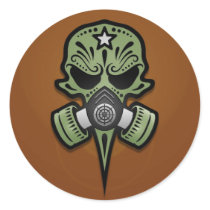 Gas Mask Sugar Skull, Green Sticker