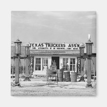 Gas station - Edcouch, Texas: 1939 Refrigerator Magnet