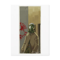 gasmask postcard