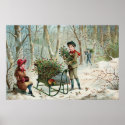 Gathering Christmas Holly  c.1890 posters