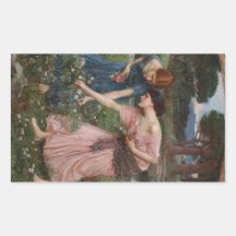 Gathering Rosebuds by John William Waterhouse Sticker