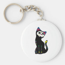 'Gato Muerto' Dia De Los Muertos Cat Keychains