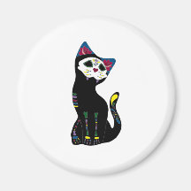 'Gato Muerto' Dia De Los Muertos Cat Fridge Magnets