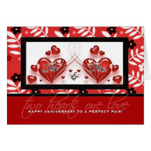 Gay Couple Anniversary - His & His Red Hearts Card