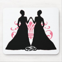Gay Marriage Two Brides Pink Mousepad
