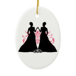 Gay Marriage Two Brides Pink Christmas Tree Ornament