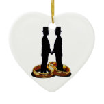 Gay Marriage Two Grooms Blue Christmas Tree Ornament