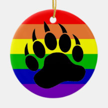 Gay Pride Bear Paw Christmas Tree Ornament