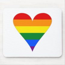 Gay Pride Flag Heart Funky - Grey Mousepad