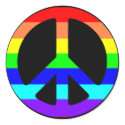 Gay Pride Peace Symbol Stickers (Text Optional)