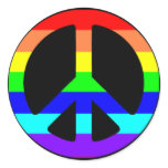 Gay Pride Peace Symbol Stickers (Text Optional)