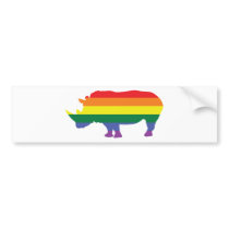 Gay Pride Rainbow Rhino Bumper Stickers