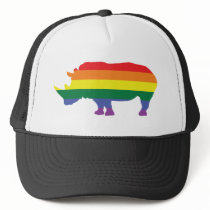 Gay Pride Rainbow Rhino Trucker Hats