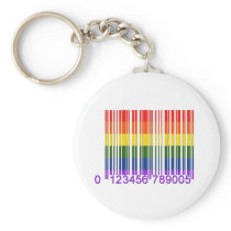 Gay Rainbow Barcode 1 Keychains