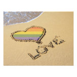 Gay Rainbow Love Heart In The Sand Custom Invitation