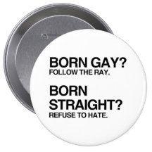 GAY RAY STRAIGHT HATE PINBACK BUTTON