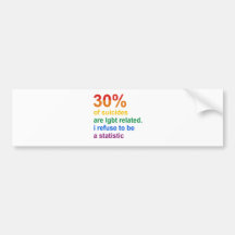 Gay Suicide - I refuse to be a statistic Bumper Stickers