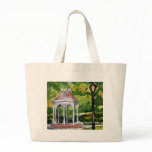 gazebo watercolor painting garden nature canvas bag