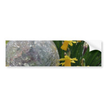 Gazing Ball and Daffodils after a rain Bumper Sticker